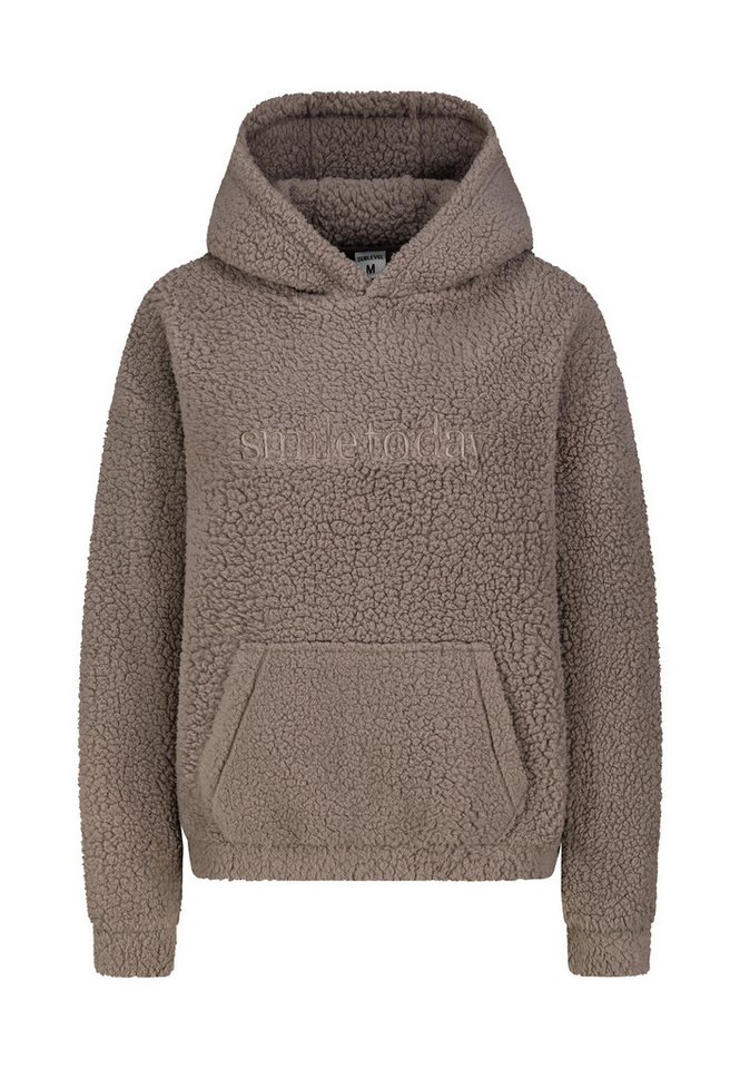 SUBLEVEL Fleecepullover Damen Teddyfleece Hoodie mit Kapuze und Stickerei Fleece Hoodie, Kapuzenpullover, Kängurutaschen von SUBLEVEL