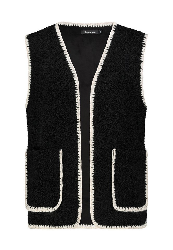 SUBLEVEL Fleeceweste Damen Weste mit aufgesetzten Taschen Teddyfleece Kunstfelloptik SUBLEVEL Fleeceweste Damen Weste mit aufgesetzten Taschen Teddyfleece Kunstfelloptik von SUBLEVEL