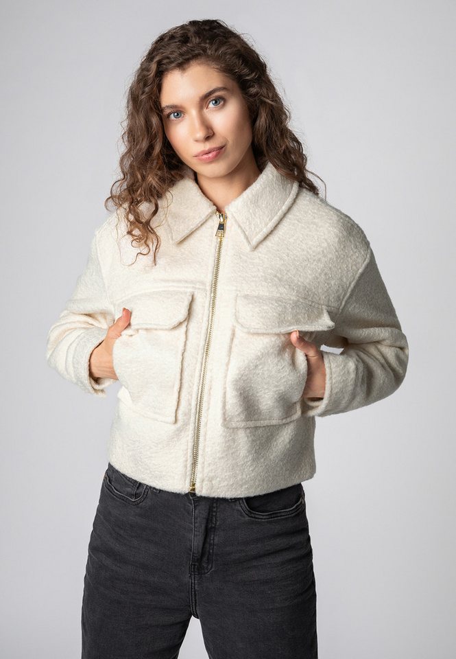 SUBLEVEL Hemdjacke Damen Kurzjacke Hemdjacke Umlegekragen, überschnittene Schultern, aufgesetzte Brusttaschen von SUBLEVEL