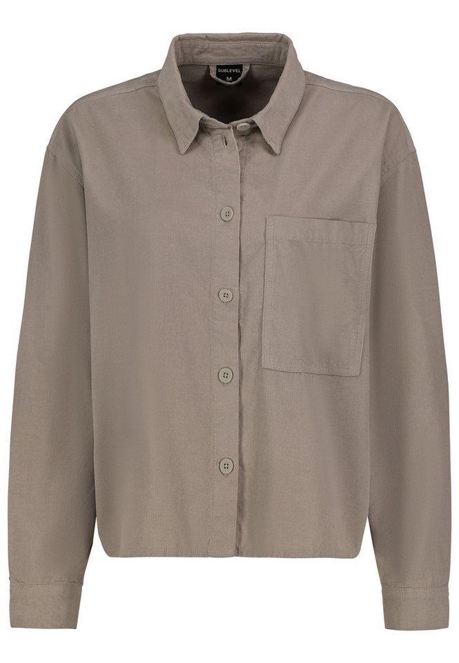 SUBLEVEL Hemdjacke Damen Oversize Hemdjacke mit Brusttasche Brusttasche, Knopfleiste, überschnittene Schultern von SUBLEVEL