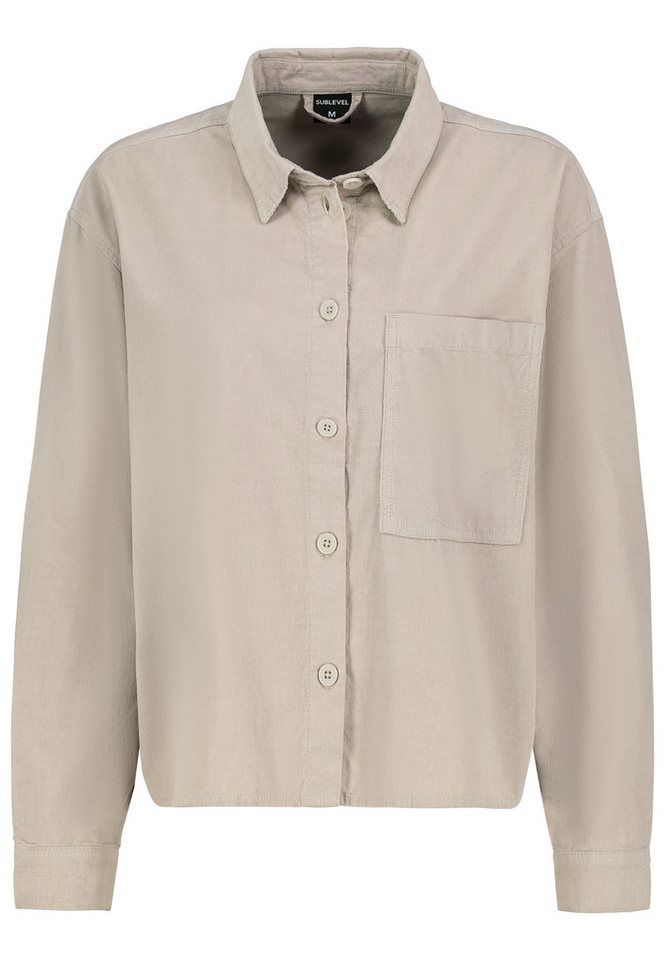 SUBLEVEL Hemdjacke Damen Oversize Hemdjacke mit Brusttasche Brusttasche, Knopfleiste, überschnittene Schultern von SUBLEVEL