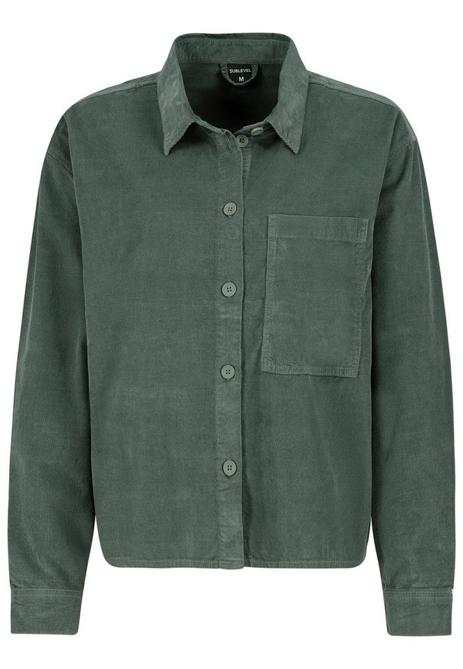 SUBLEVEL Hemdjacke Oversize Hemdjacke mit Brusttasche Brusttasche, Knopfleiste, überschnittene Schultern von SUBLEVEL