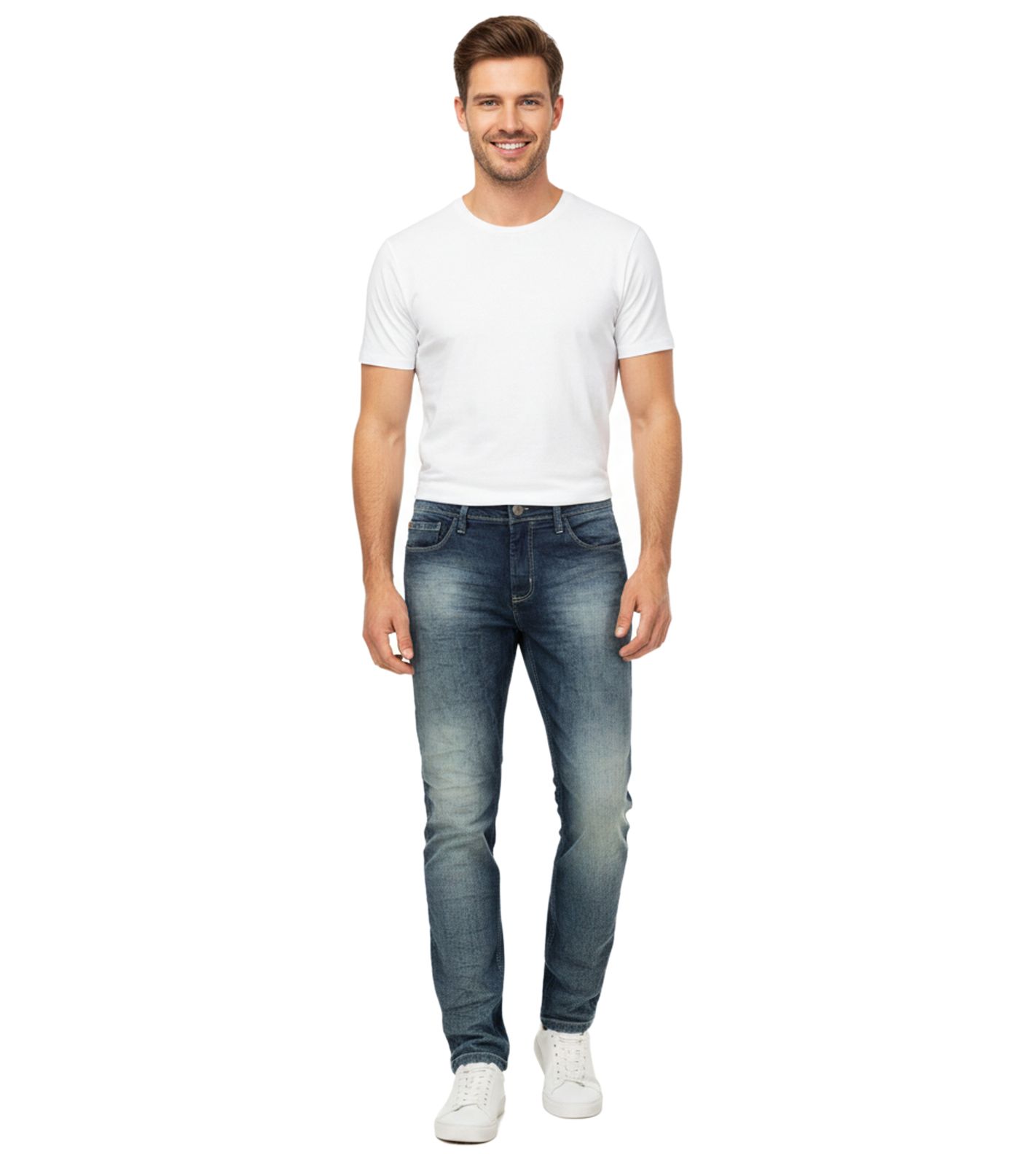 SUBLEVEL Herren Alltags-Jeans in Modern Straight-Fit Denim-Hose im 5-Pocket-Style Baumwoll-Hose H85006T61957D242 Blau von SUBLEVEL