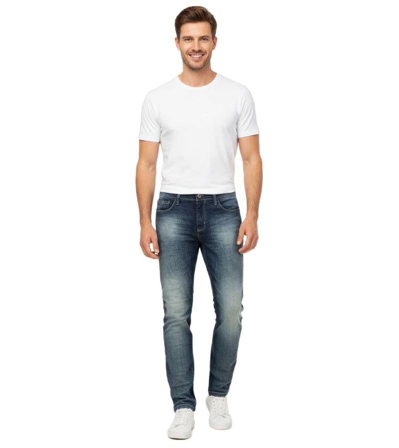 SUBLEVEL Herren Alltags-Jeans in Modern Straight-Fit Denim-Hose im 5-Pocket-Style Baumwoll-Hose H85006T61957D242 Blau von SUBLEVEL