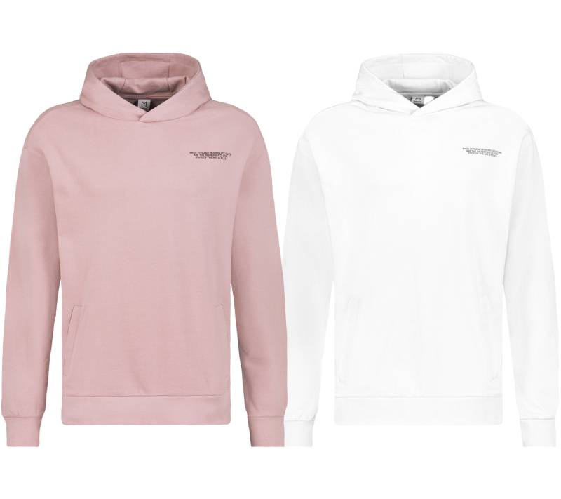 SUBLEVEL Herren Kapuzen-Pullover Baumwoll-Hoodie mit Eingriffstaschen Sweater H10014T21326A in Rosa oder Weiß von SUBLEVEL