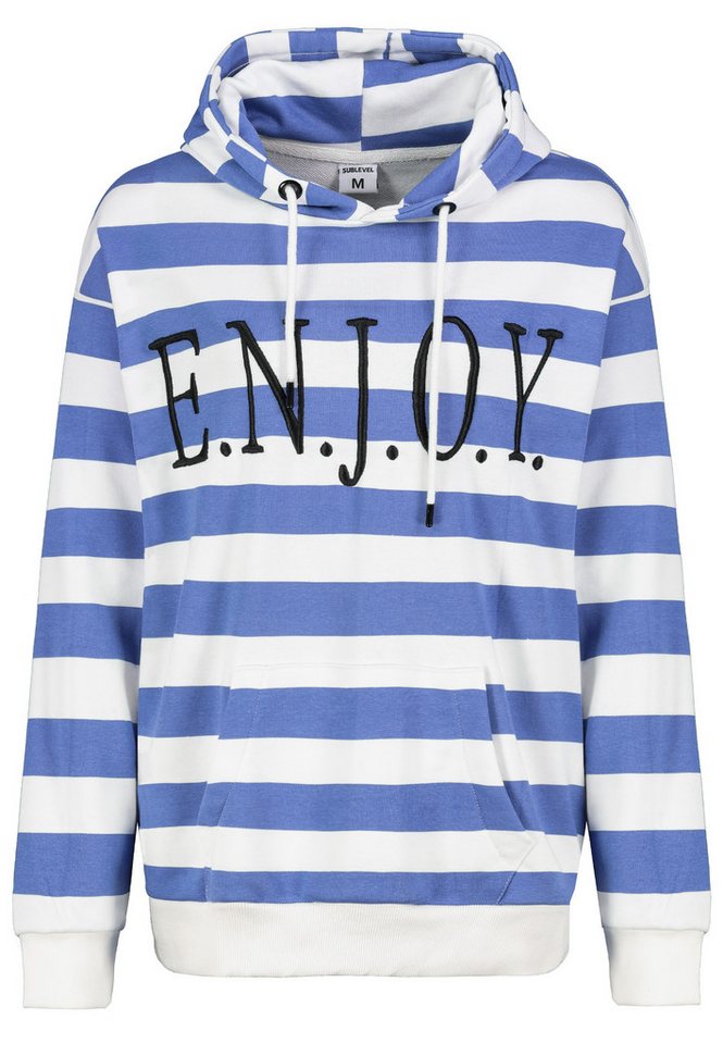 SUBLEVEL Hoodie Liebevoll bestickter Streifenlook mit Kapuze Logo Sweat Hoodie von SUBLEVEL