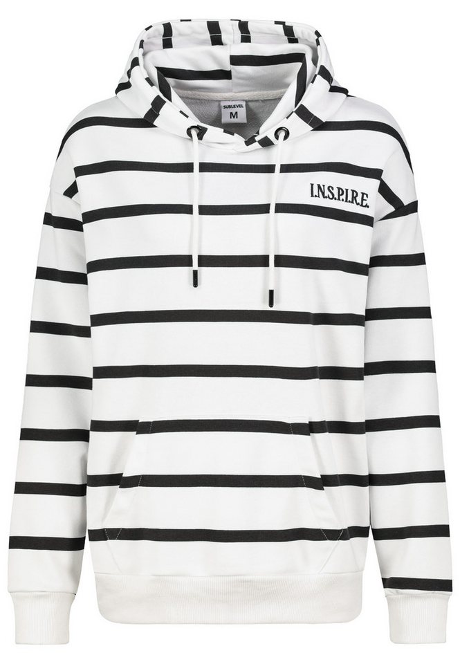 SUBLEVEL Hoodie Liebevoll bestickter Streifenlook mit Kapuze Logo Sweat Hoodie von SUBLEVEL
