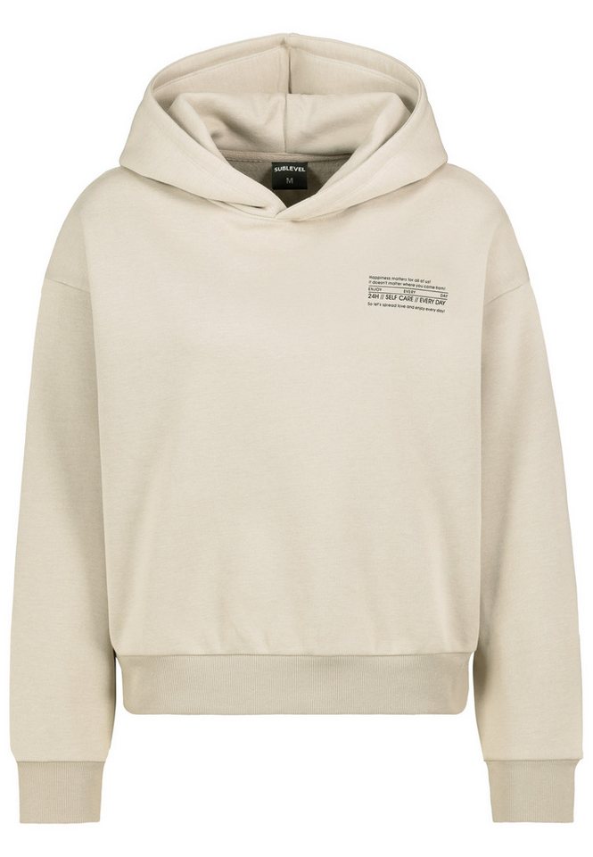 SUBLEVEL Hoodie Mit Frontprint und Rippbündchen aus Baumwollmix (1-tlg) Hoodie mit dezentem Print von SUBLEVEL
