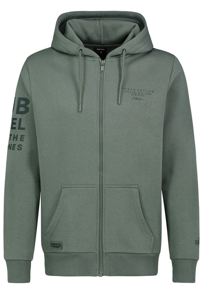 SUBLEVEL Hoodie Mit diversen Prints (1-tlg) Sublevel Zip Hoodie Print von SUBLEVEL