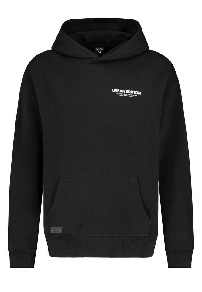 SUBLEVEL Hoodie Praktisch mit Kapuze und Tunnelzug (1-tlg) Hoodie Kängurutasche und Print von SUBLEVEL