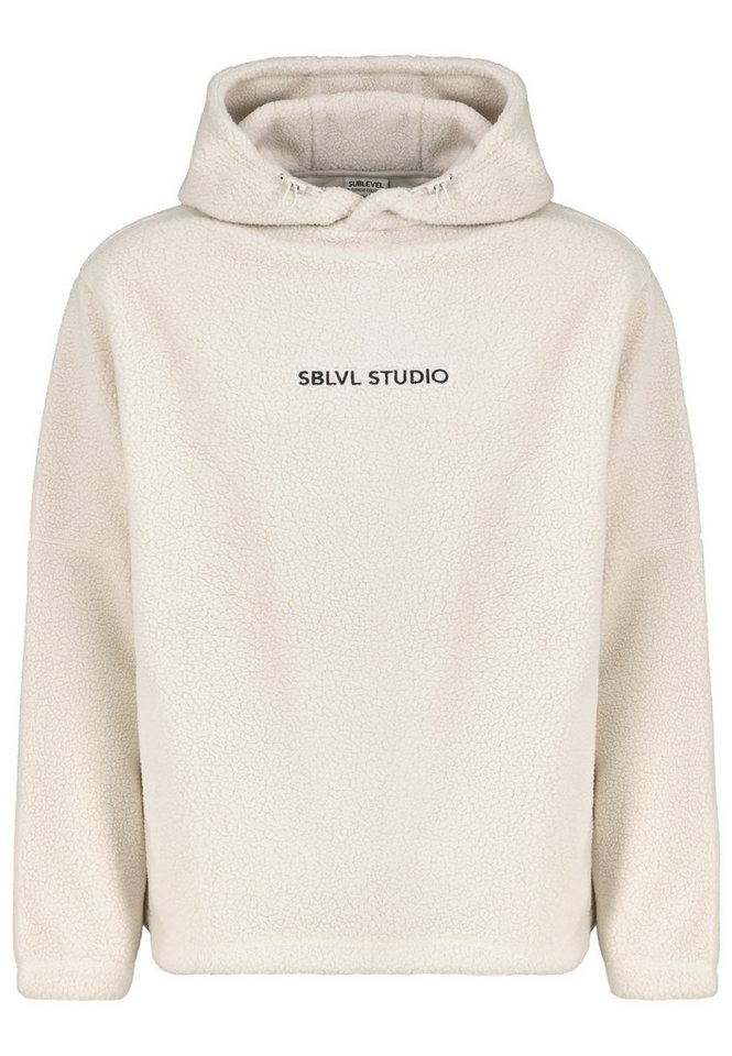 SUBLEVEL Hoodie Teddyfleece Kapuze Logoschriftzug Tunnelzug am Saum (1-tlg) Teddy Hoodie mit Logo von SUBLEVEL