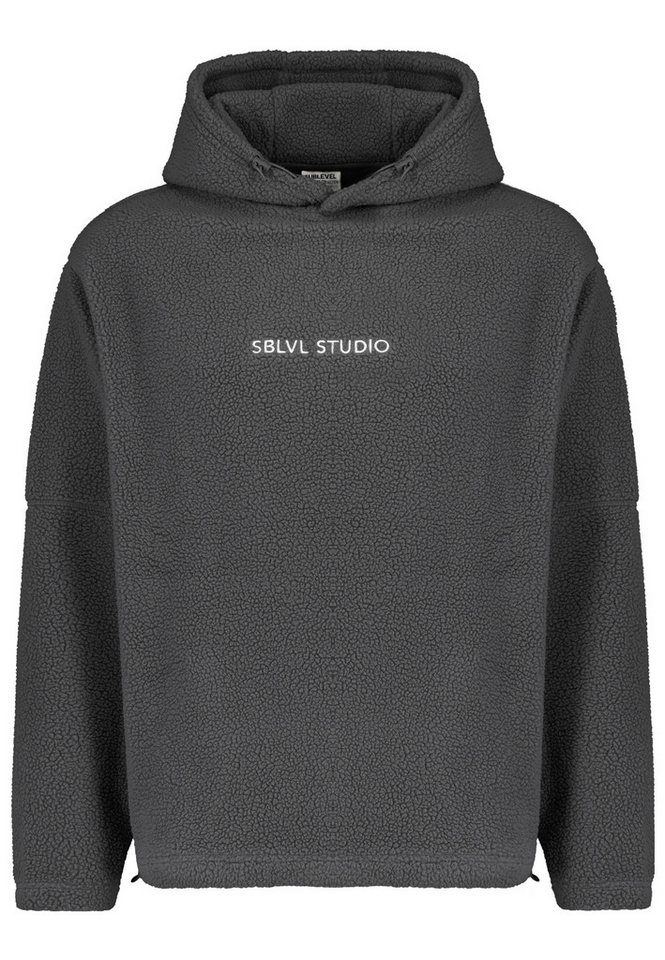 SUBLEVEL Hoodie Teddyfleece Kapuze Logoschriftzug Tunnelzug am Saum (1-tlg) Teddy Hoodie mit Logo von SUBLEVEL