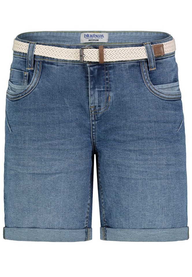 SUBLEVEL Jeansbermudas Damen Jeans Shorts kurze Hose mit Gürtel 5 Pocket, Sommerhose, kurze Jeans, Bermudashorts von SUBLEVEL