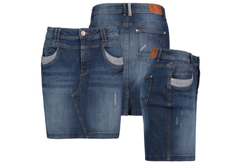 SUBLEVEL Jeansrock Damen Jeans rock Rock Minirock Denim Stretch Vintage Used-Look von SUBLEVEL