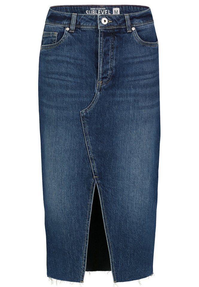 SUBLEVEL Jeansrock Damen Maxi Midi Mini Rock langer Schnitt Denim Stretch von SUBLEVEL