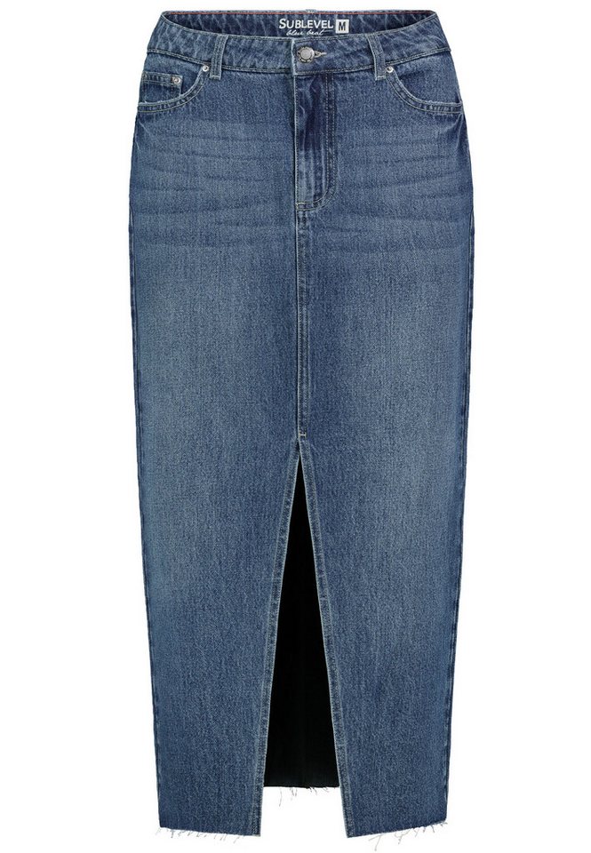SUBLEVEL Jeansrock Damen Maxi Midi Mini Rock langer Schnitt Denim Stretch von SUBLEVEL