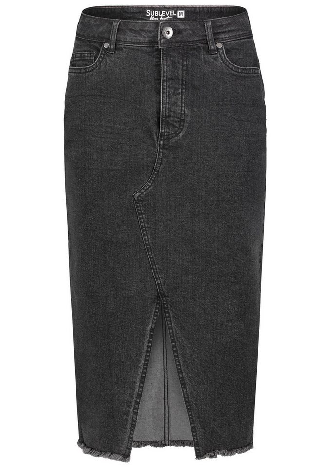 SUBLEVEL Jeansrock Damen Maxi Midi Mini Rock langer Schnitt Denim Stretch von SUBLEVEL