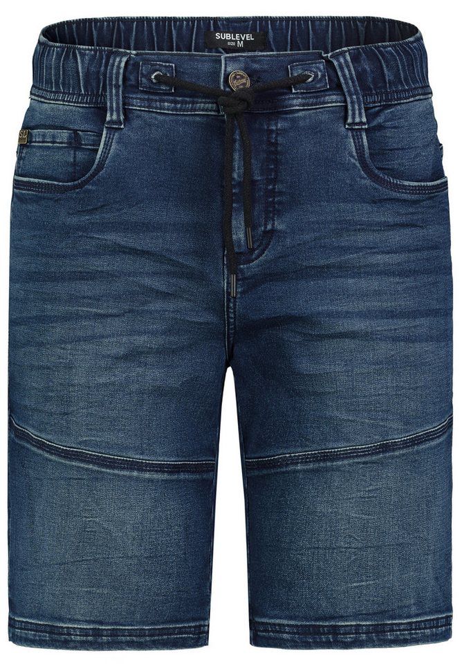 SUBLEVEL Jeansshorts Cargo mit Kontrastnähten Denim Pull On Denim Shorts von SUBLEVEL