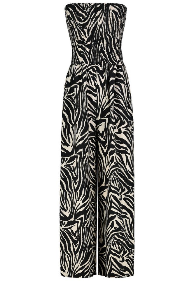 SUBLEVEL Jumpsuit Tiermuster mit trägerlosem Design und weitem Bein Leo-Jump-Suit von SUBLEVEL