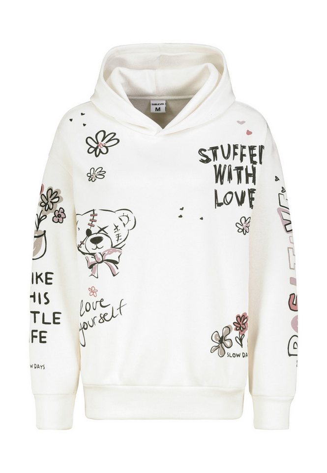 SUBLEVEL Kapuzenpullover Damen Hoodie mit Alloverprint Sweater, Kapuzensweatshirt mit seitl. Eingrifftaschen von SUBLEVEL