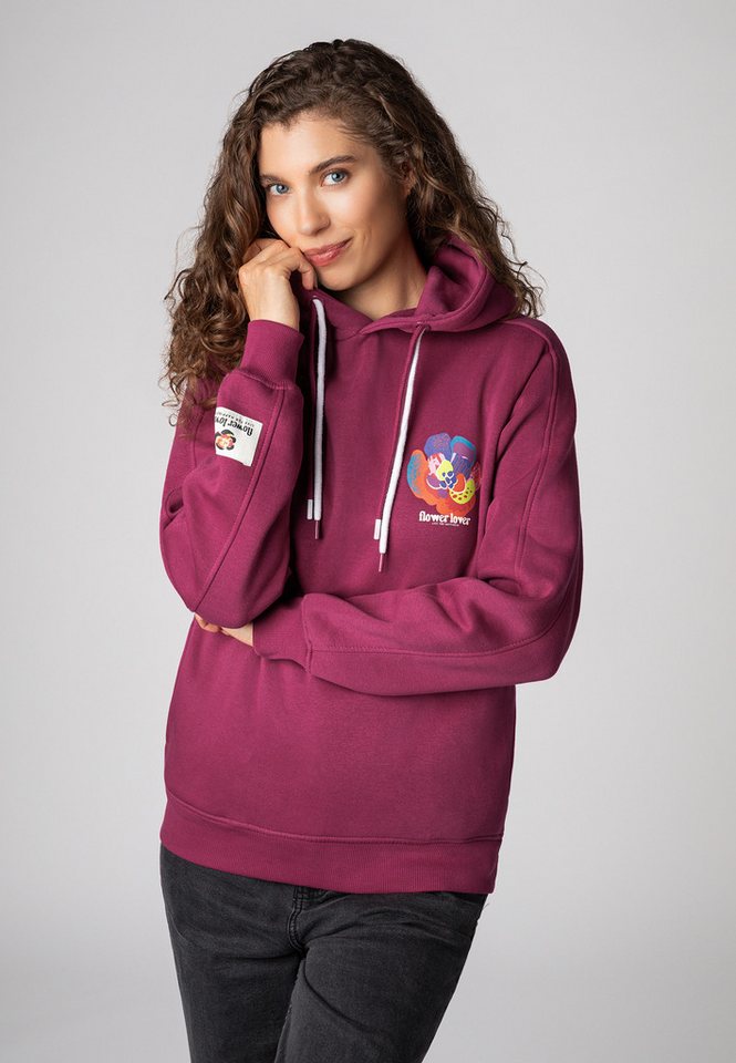 SUBLEVEL Kapuzenpullover Damen Hoodie mit Flowerprints Sweater, Kapuzensweatshirt mit seitl. Eingrifftaschen von SUBLEVEL