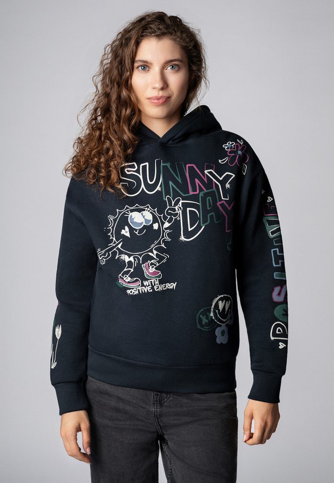 SUBLEVEL Kapuzenpullover Damen Hoodie mit auffälligen Prints Sweater, Kapuzensweatshirt mit seitl. Eingrifftaschen von SUBLEVEL