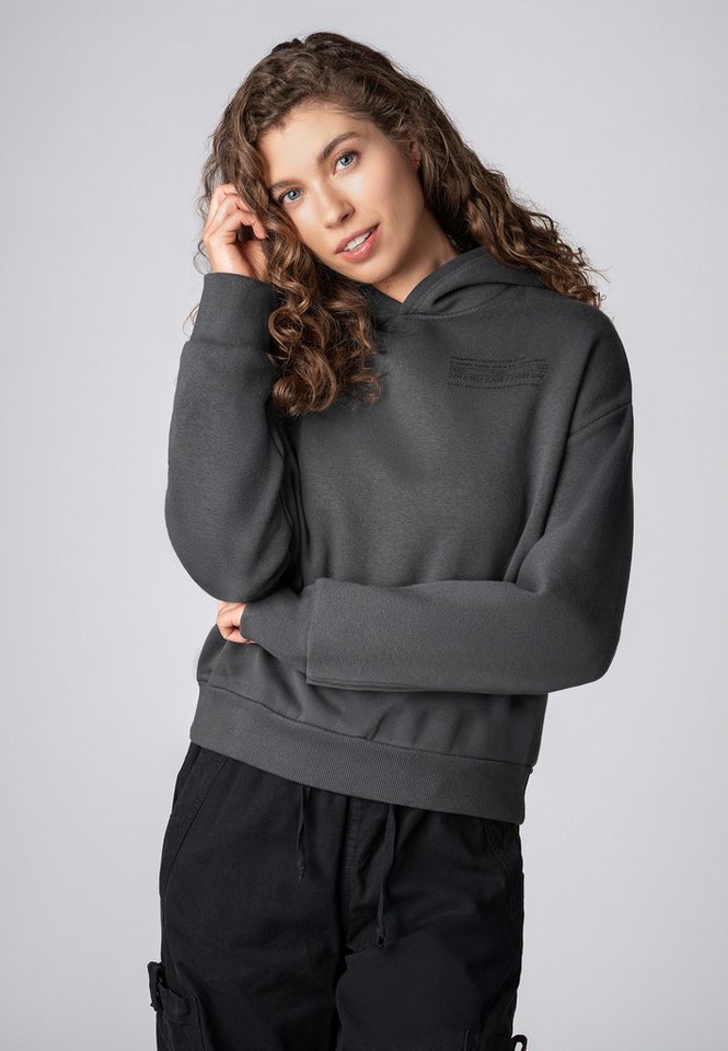 SUBLEVEL Kapuzenpullover Hoodie Mini-Print Sweater, Kapuzensweatshirt mit seitl. Eingrifftaschen von SUBLEVEL