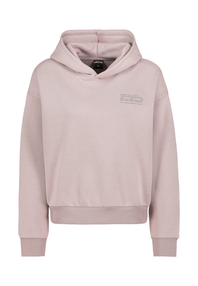 SUBLEVEL Kapuzenpullover Hoodie Mini-Print Sweater, Kapuzensweatshirt mit seitl. Eingrifftaschen von SUBLEVEL