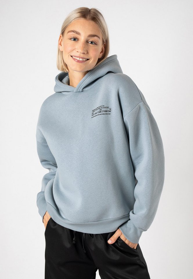 SUBLEVEL Kapuzenpullover Hoodie Mini-Print Sweater, Kapuzensweatshirt mit seitl. Eingrifftaschen von SUBLEVEL