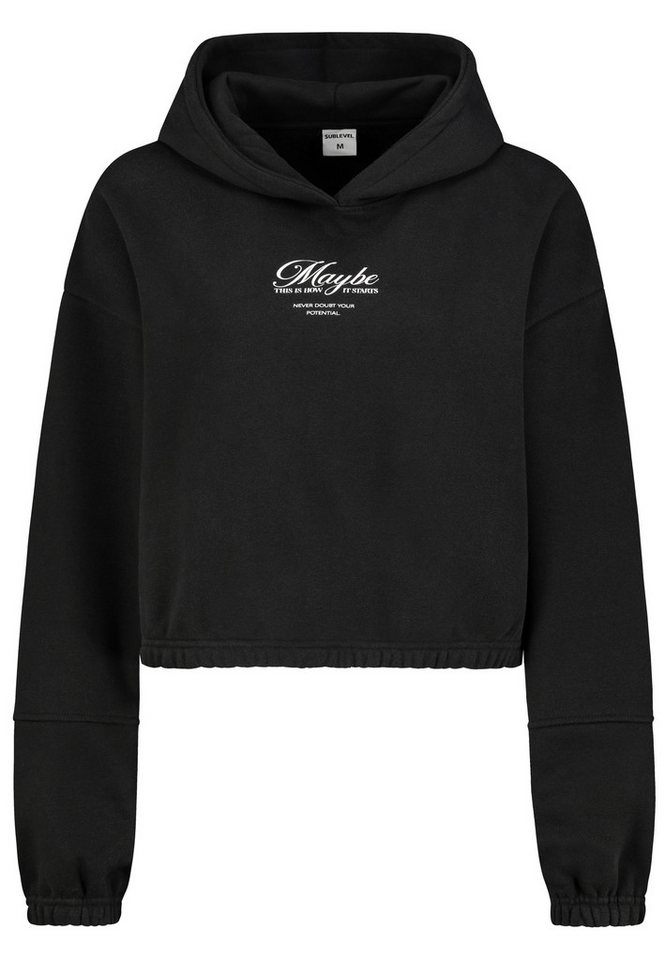SUBLEVEL Kapuzenpullover mit Backprint, cropped Sweater, Kapuzensweatshirt mit Kapuze von SUBLEVEL