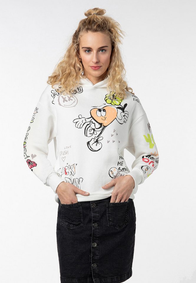 SUBLEVEL Kapuzenpullover mit auffälligem Allover-Print von SUBLEVEL
