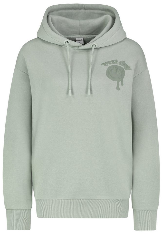 SUBLEVEL Kapuzenpullover unifarben mit Alloverprint 3D von SUBLEVEL