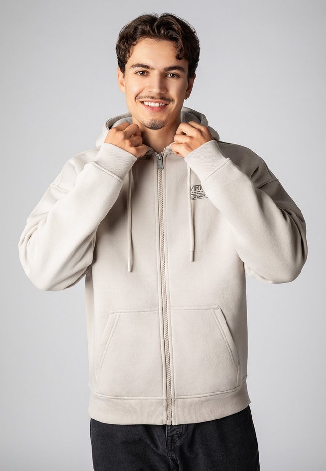 SUBLEVEL Kapuzensweatjacke Herren Oversize Sweatjacke mit Backprint Sweatshirtjacke, Kapuzenpullover von SUBLEVEL