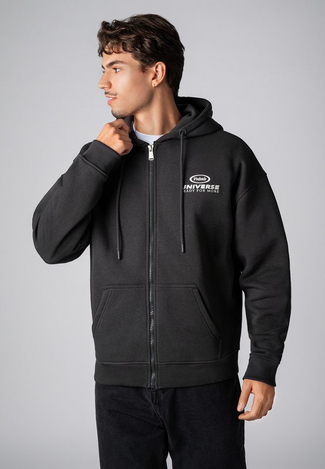 SUBLEVEL Kapuzensweatjacke Herren Oversize Sweatjacke mit Backprint Sweatshirtjacke, Kapuzenpullover von SUBLEVEL