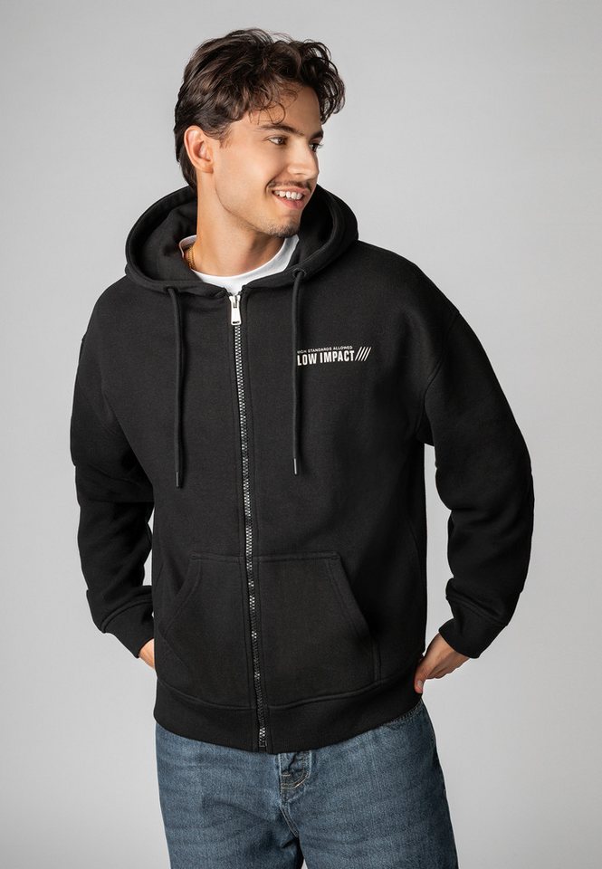 SUBLEVEL Kapuzensweatjacke Herren Sweatjacke mit Backprint oversized Sweatshirtjacke, Kapuzenpullover von SUBLEVEL