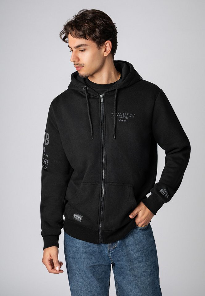 SUBLEVEL Kapuzensweatjacke Herren Zipperjacke mit Kapuzen Print Sweatshirtjacke, Kapuzenpullover mit Kängurutasche und Kapuze von SUBLEVEL