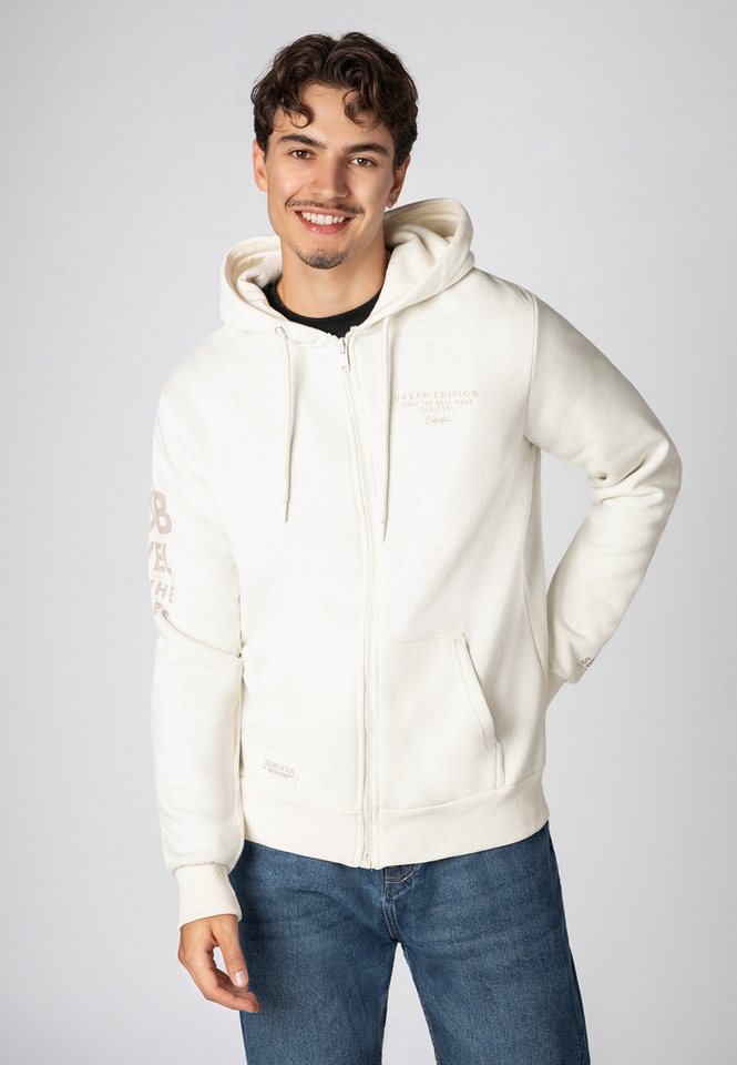 SUBLEVEL Kapuzensweatjacke Herren Zipperjacke mit Kapuzen Print Sweatshirtjacke, Kapuzenpullover mit Kängurutasche und Kapuze von SUBLEVEL