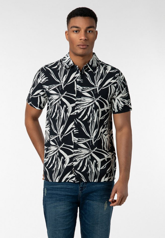 SUBLEVEL Kurzarmhemd Herren Freizeithemd allover bedruckt Freizeithemd, Kentkragen von SUBLEVEL