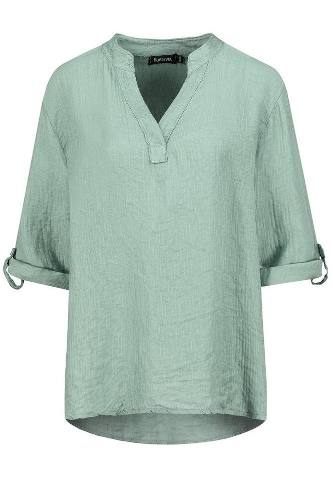 SUBLEVEL Langarmbluse Damen Bluse Viskosemix mit Krempelärmeln von SUBLEVEL