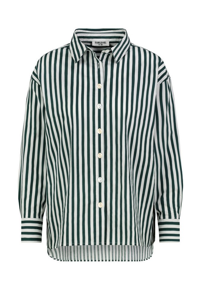 SUBLEVEL Langarmbluse Damen Bluse gestreift Hemdbluse, überschnittene Schultern, Knopfleiste von SUBLEVEL