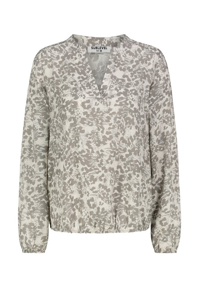 SUBLEVEL Langarmbluse Damen Bluse mit verschiedenen Mustern V-Ausschnitt mit Blende, Kragensteg von SUBLEVEL