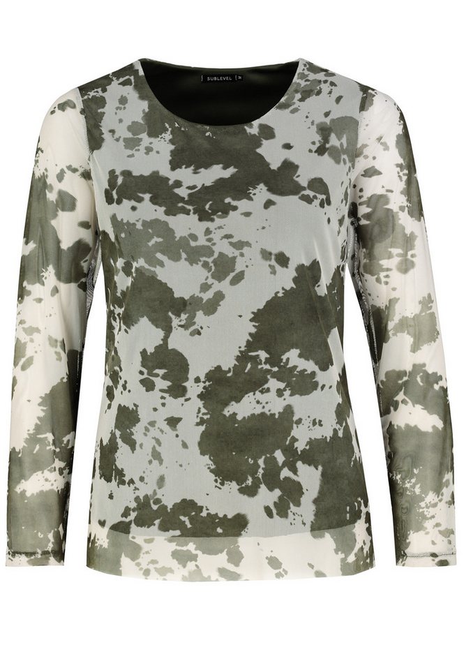 SUBLEVEL Langarmbluse Damen Netz Bluse halb gefüttert Rundhals SUBLEVEL Langarmbluse Damen Netz Bluse halb gefüttert Rundhals von SUBLEVEL
