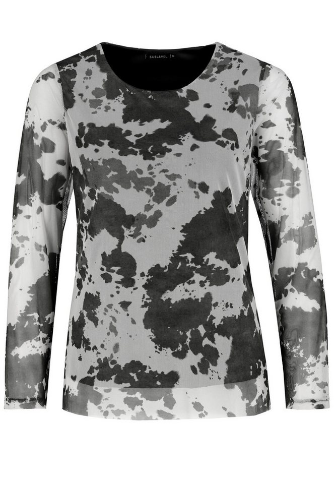SUBLEVEL Langarmbluse Damen Netz Bluse halb gefüttert Rundhals SUBLEVEL Langarmbluse Damen Netz Bluse halb gefüttert Rundhals von SUBLEVEL