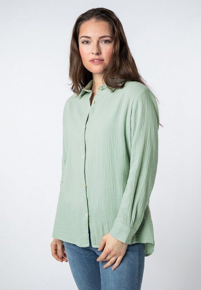 SUBLEVEL Langarmbluse Overcut Musselin Bluse Oversize Fit von SUBLEVEL