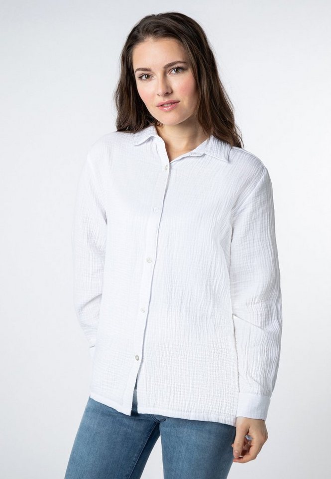 SUBLEVEL Langarmbluse Overcut Musselin Bluse Oversize Fit von SUBLEVEL