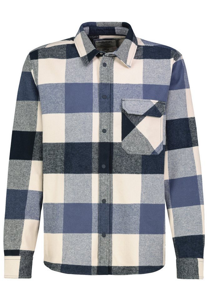 SUBLEVEL Langarmhemd Stylisches Karo-Design mit Brusttasche vorne (1-tlg) H70051M11054_Jacket von SUBLEVEL