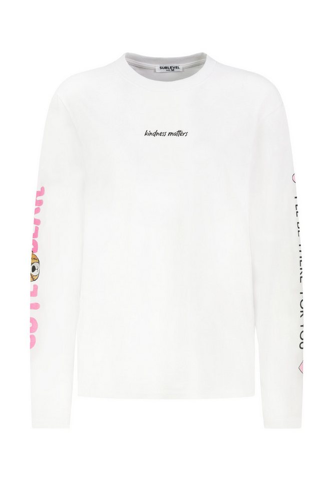 SUBLEVEL Langarmshirt Damen Langarm-Shirt mit Rückenprint langarm, lockerer Schnitt von SUBLEVEL