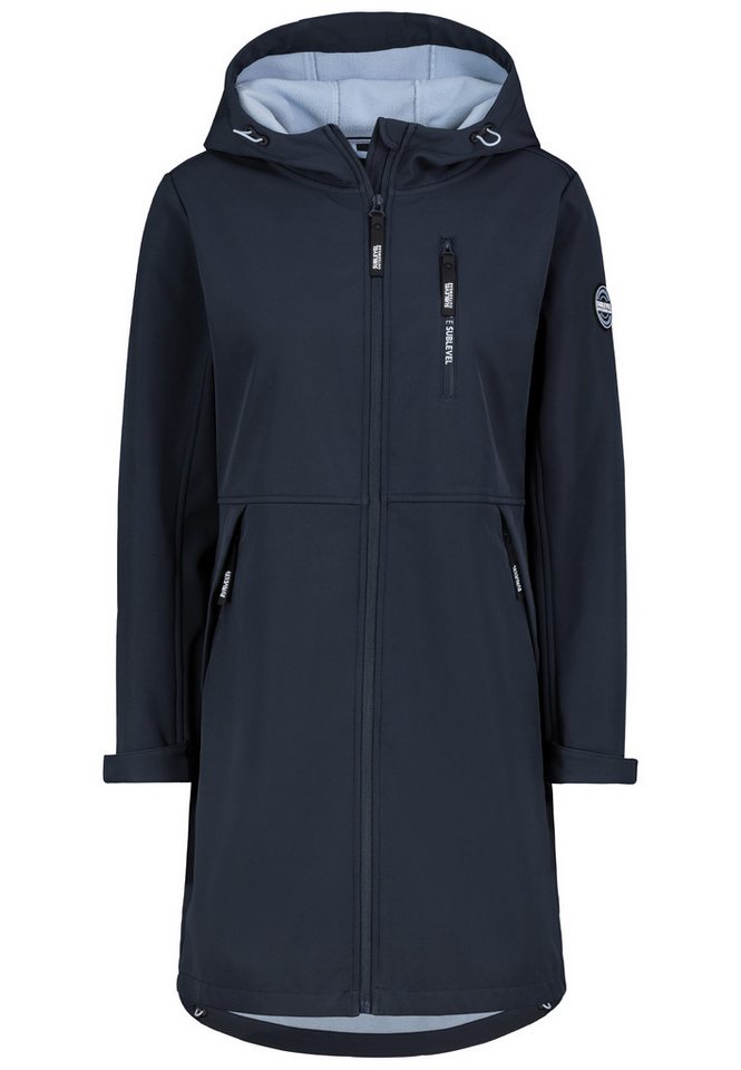 SUBLEVEL Langmantel Funktionsmantel mit Kapuze und Reißverschluss-Taschen Softshell Outerwear von SUBLEVEL