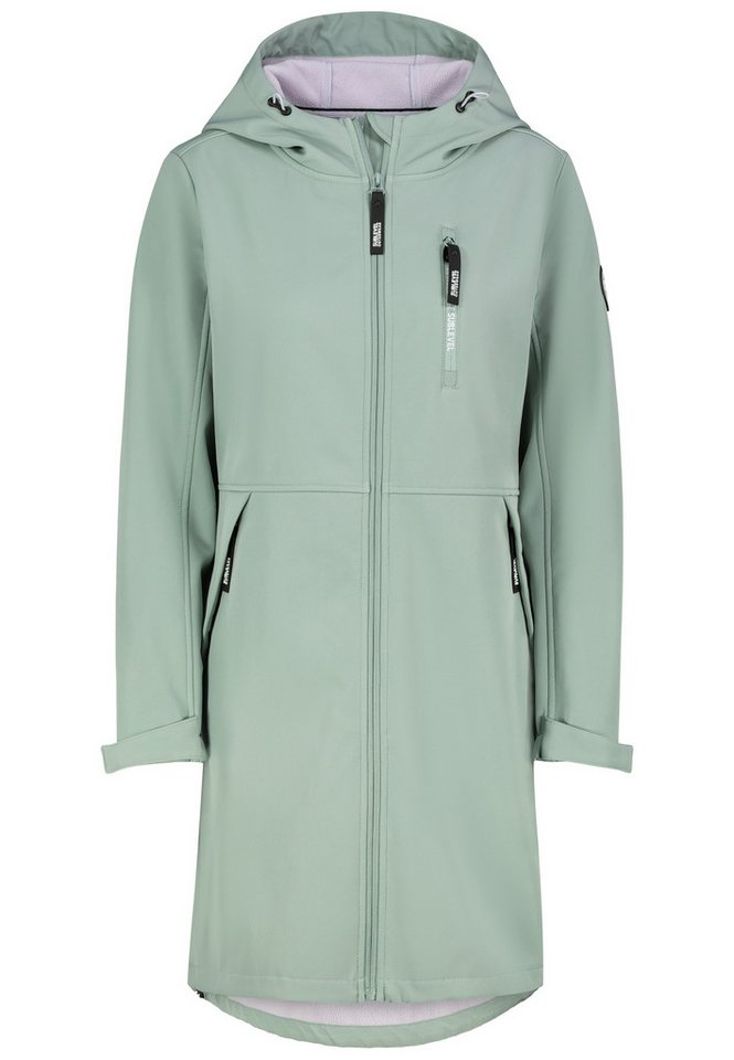 SUBLEVEL Langmantel Funktionsmantel mit Kapuze und Reißverschluss-Taschen Softshell Outerwear von SUBLEVEL