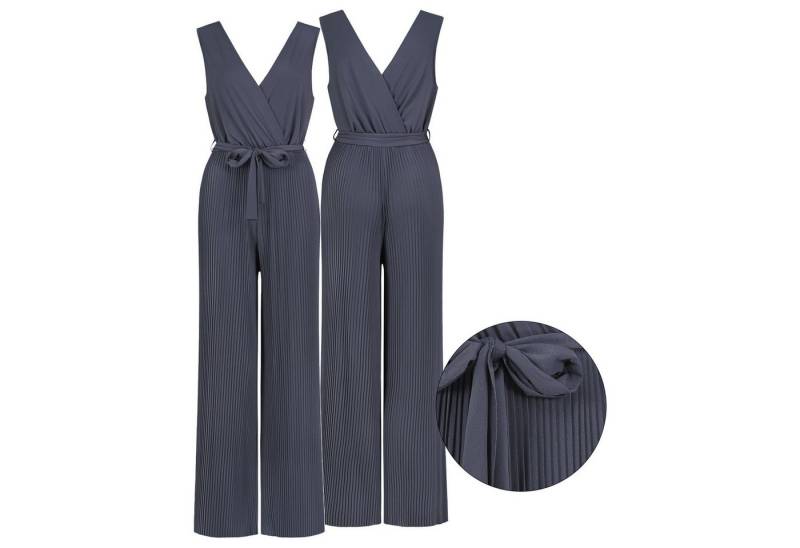 SUBLEVEL Overall Damen Overall Jumpsuit lange Hose Binde Gürtel Einteiler Plissee Hose von SUBLEVEL